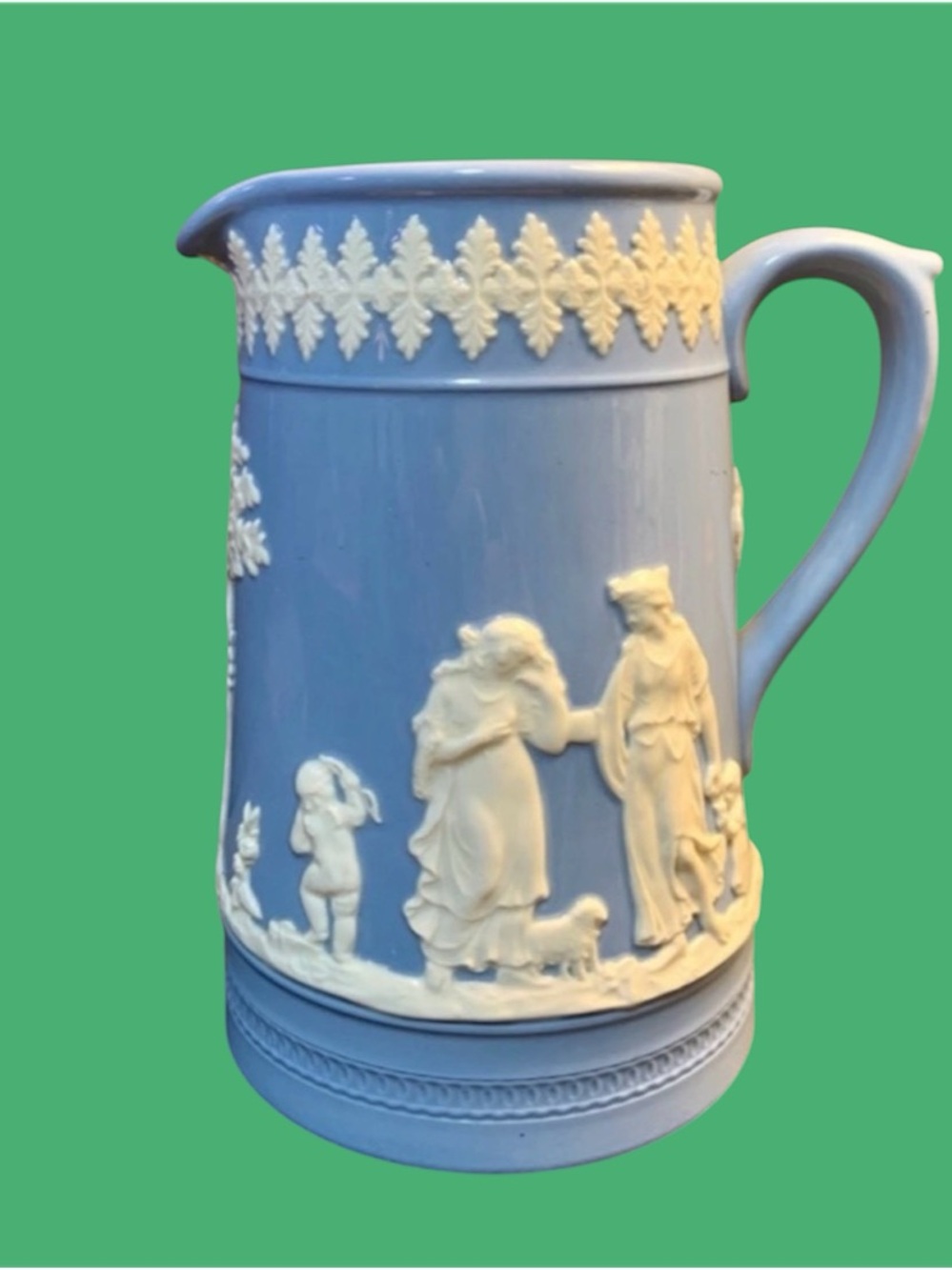Vintage Wedgwood Blue White Cream Pitcher Jasperware Made In England